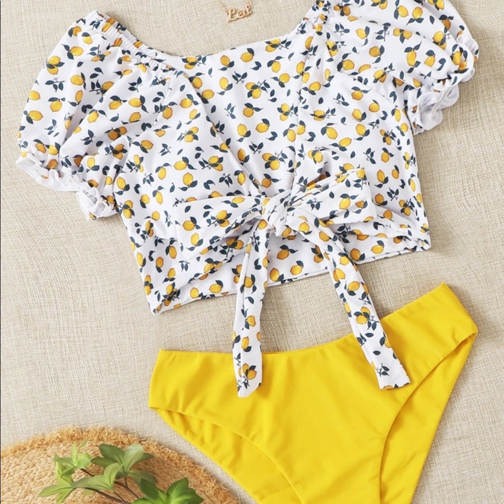 Yellow lemon tie bikini 🍋high waist